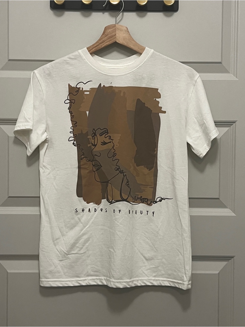 Shades of Beauty White Graphic Tee - Neutral Brown Art Print